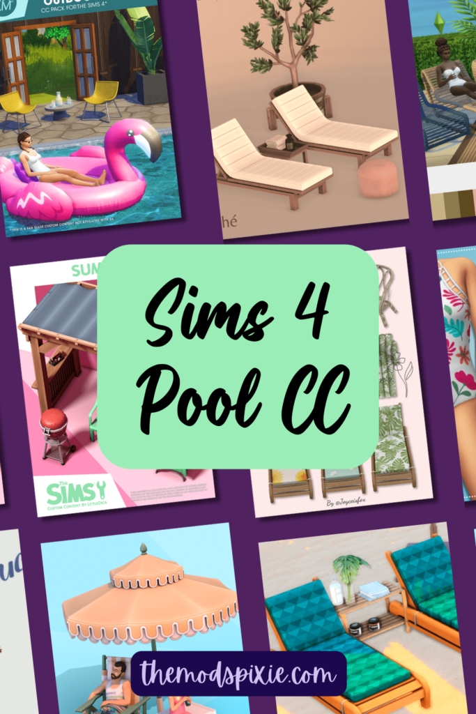 Pin image for Sims 4 pool cc blog post