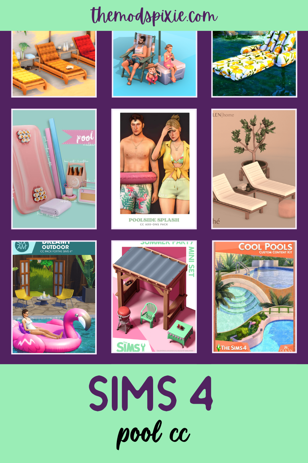 Pin image for Sims 4 pool cc blog post