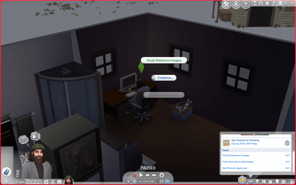 Completing a sims 4 freelance gig