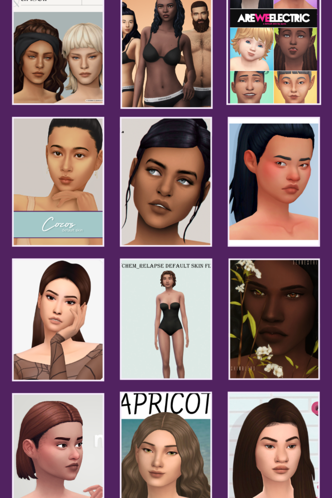 Pin-sized image for sims 4 default skin blog post.